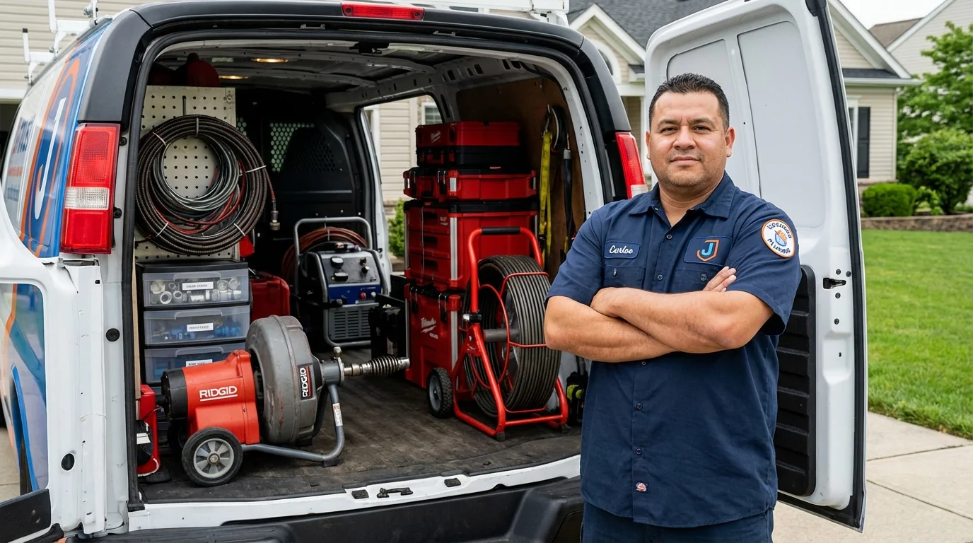 Professional drain cleaning equipment and Johns Plumbing LLC plumber in Buckhannon