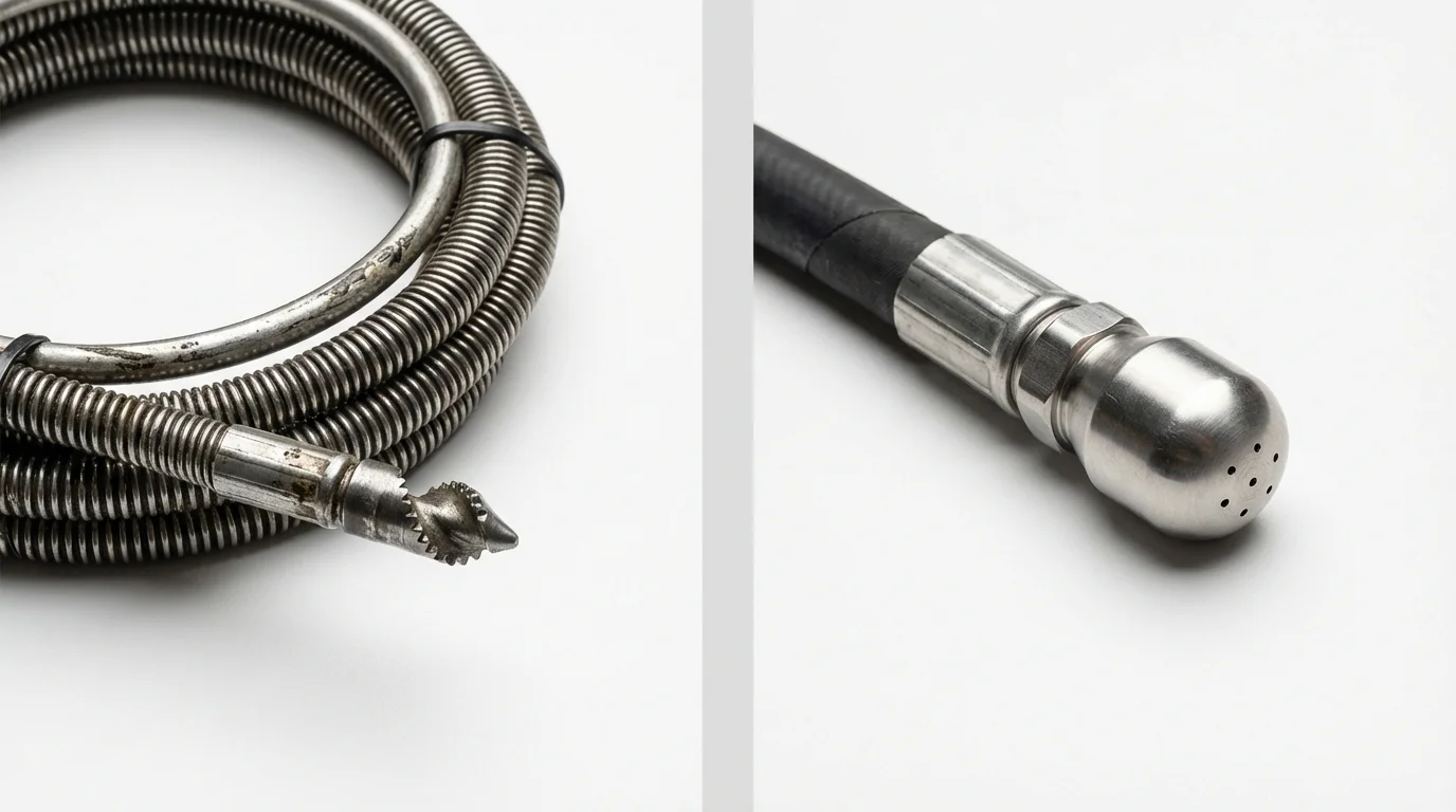 Drain snake cable and hydro jetting nozzle used for drain cleaning in Buckhannon, WV