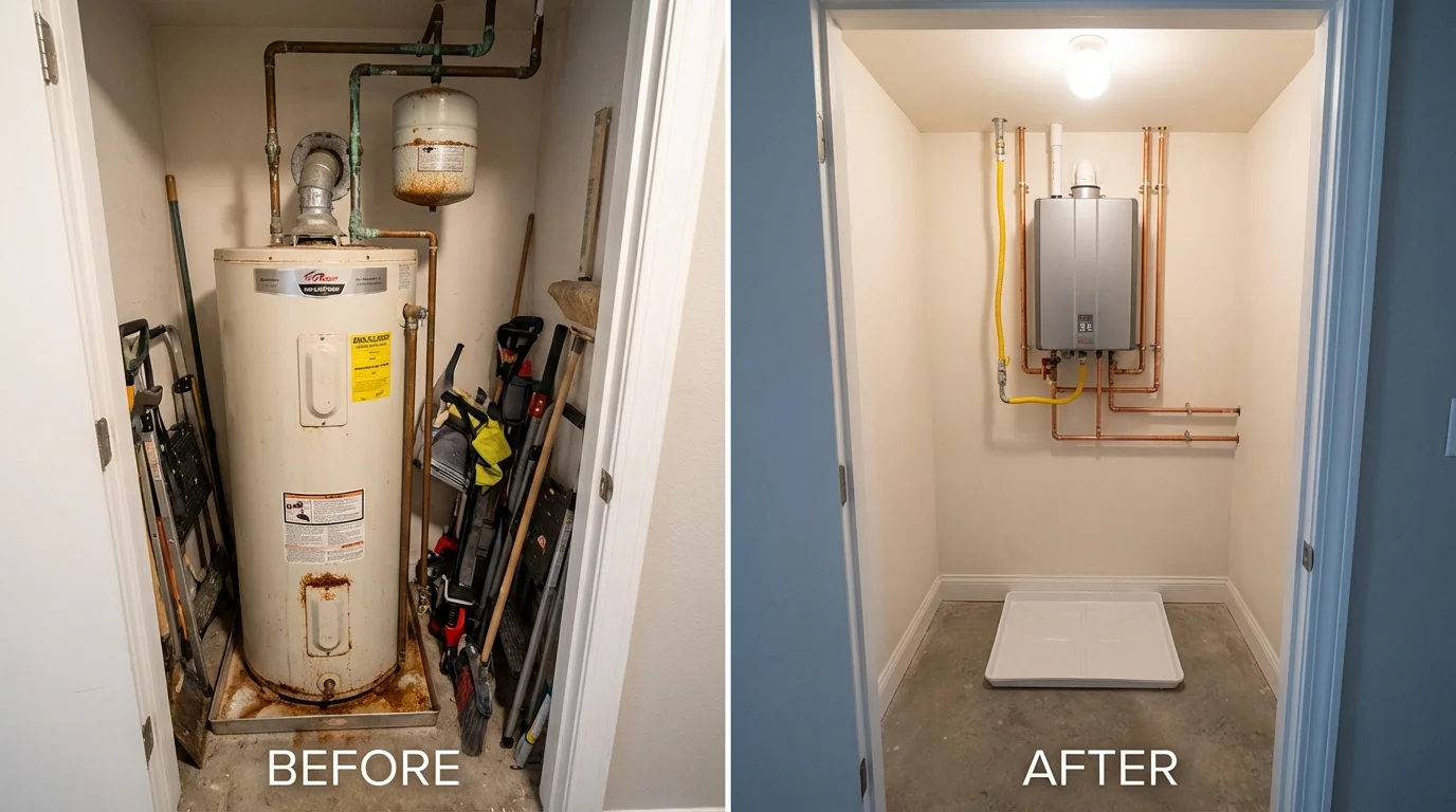 Tank water heater versus wall-mounted tankless unit comparison for Buckhannon, WV homeowners